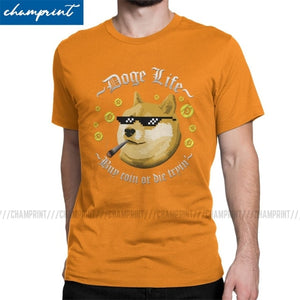 Men's Doge Life Dogecoin T Shirts Bitcoin Crypto Cryptocurrency Tees Ethereum Btc Blockchain Clothing Birthday Gift T-Shirts