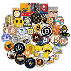 50PCS Bitcoin & Dogecoin Stickers Pack Virtual Currency Graffiti Decal Sticker For  Laptop Notebook Guitar Stationery Pegatina