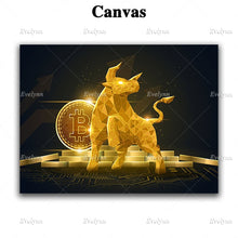 Bitcoin Bull Crypto Currency Wall Art Gift Oil Painting Poster And Print On Canvas Modular Picture For Living Room Floating Fram