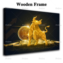 Bitcoin Bull Crypto Currency Wall Art Gift Oil Painting Poster And Print On Canvas Modular Picture For Living Room Floating Fram