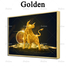 Bitcoin Bull Crypto Currency Wall Art Gift Oil Painting Poster And Print On Canvas Modular Picture For Living Room Floating Fram