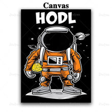 Nordic Abstract Hodl Crypto Astronaut Bitcoin Painting PostersAnd Prints On Canvas Wall Art Pictures For Living Room Home Decor