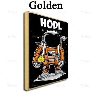 Nordic Abstract Hodl Crypto Astronaut Bitcoin Painting PostersAnd Prints On Canvas Wall Art Pictures For Living Room Home Decor