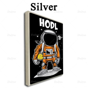 Nordic Abstract Hodl Crypto Astronaut Bitcoin Painting PostersAnd Prints On Canvas Wall Art Pictures For Living Room Home Decor