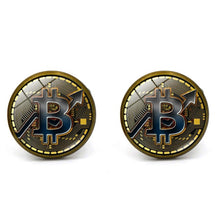 FIMAODZ Bitcoin Cufflinks for Men Bit Coin Glass Round Exquisite High Quality Cuff Links Buttons Gifts