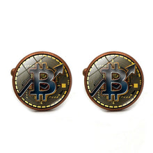 FIMAODZ Bitcoin Cufflinks for Men Bit Coin Glass Round Exquisite High Quality Cuff Links Buttons Gifts