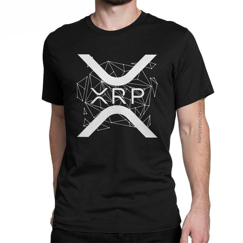 Men's T-Shirt Ripple Xrp Cryptocurrency Vintage Pure Cotton Tees Short Sleeve Crypto T Shirt Round Collar Camisa Streetwear