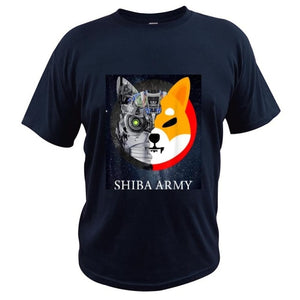 Shiba Army T Shirt Shibu Inu Crypto Currency Meme T-Shirt Summer EU Size High Qualirty Crewneck Soft Basic Tops Tee